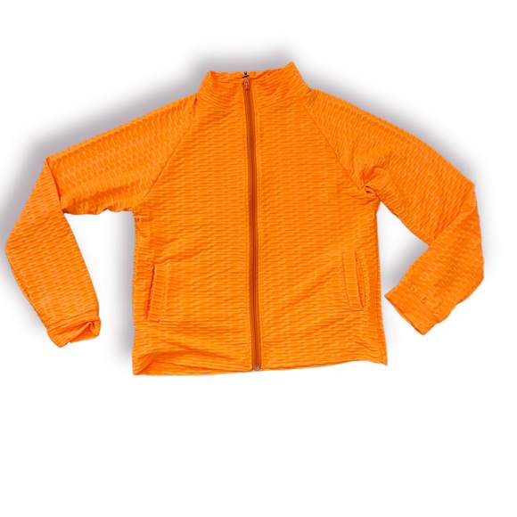 2 piece Solid textured dual pocket jacket and ruched leggings set. - Picture 3 of 5